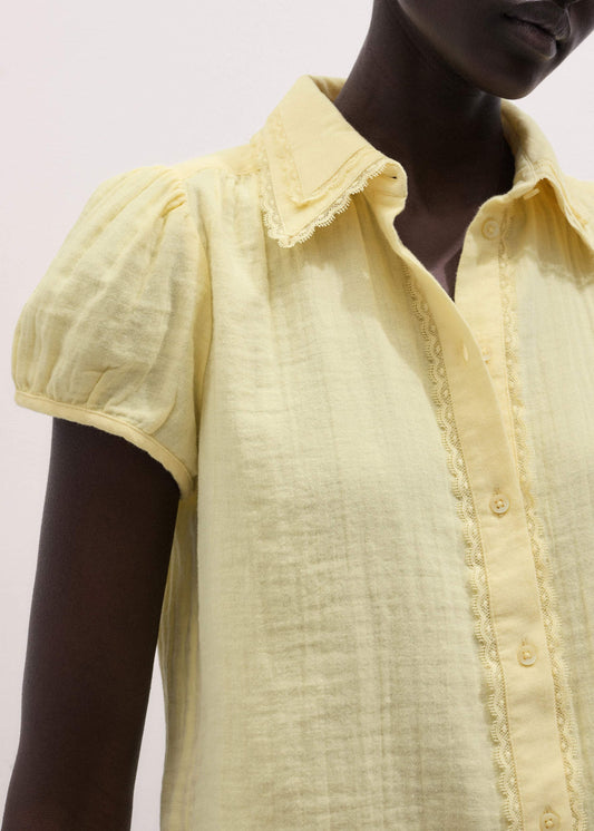 ME+EM Clothing Yellow Cheesecloth Straight Summer Blouse