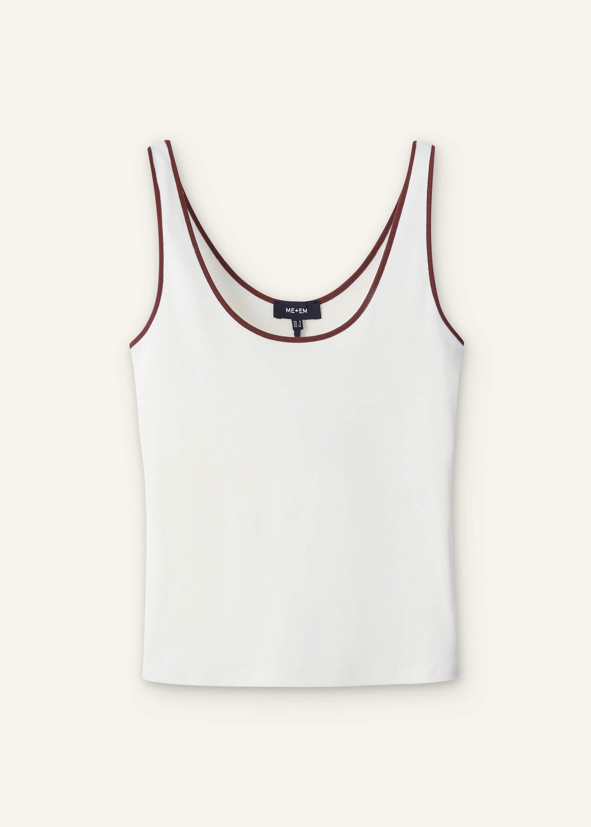 ME+EM Clothing Cream Contrast Trim Slim Vest