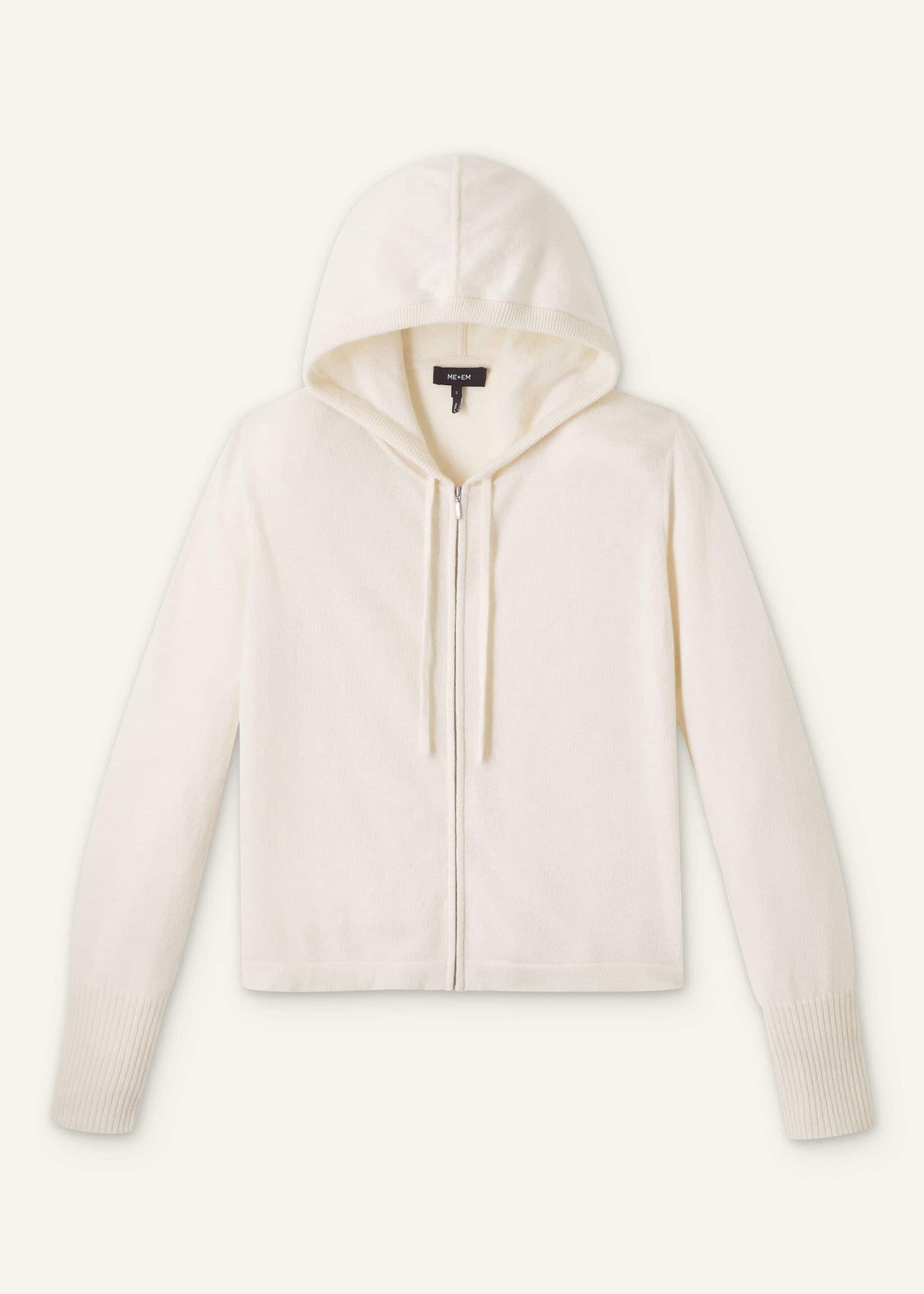 ME+EM Clothing Cream Cashmere Relaxed Fit Box Zip Hoody