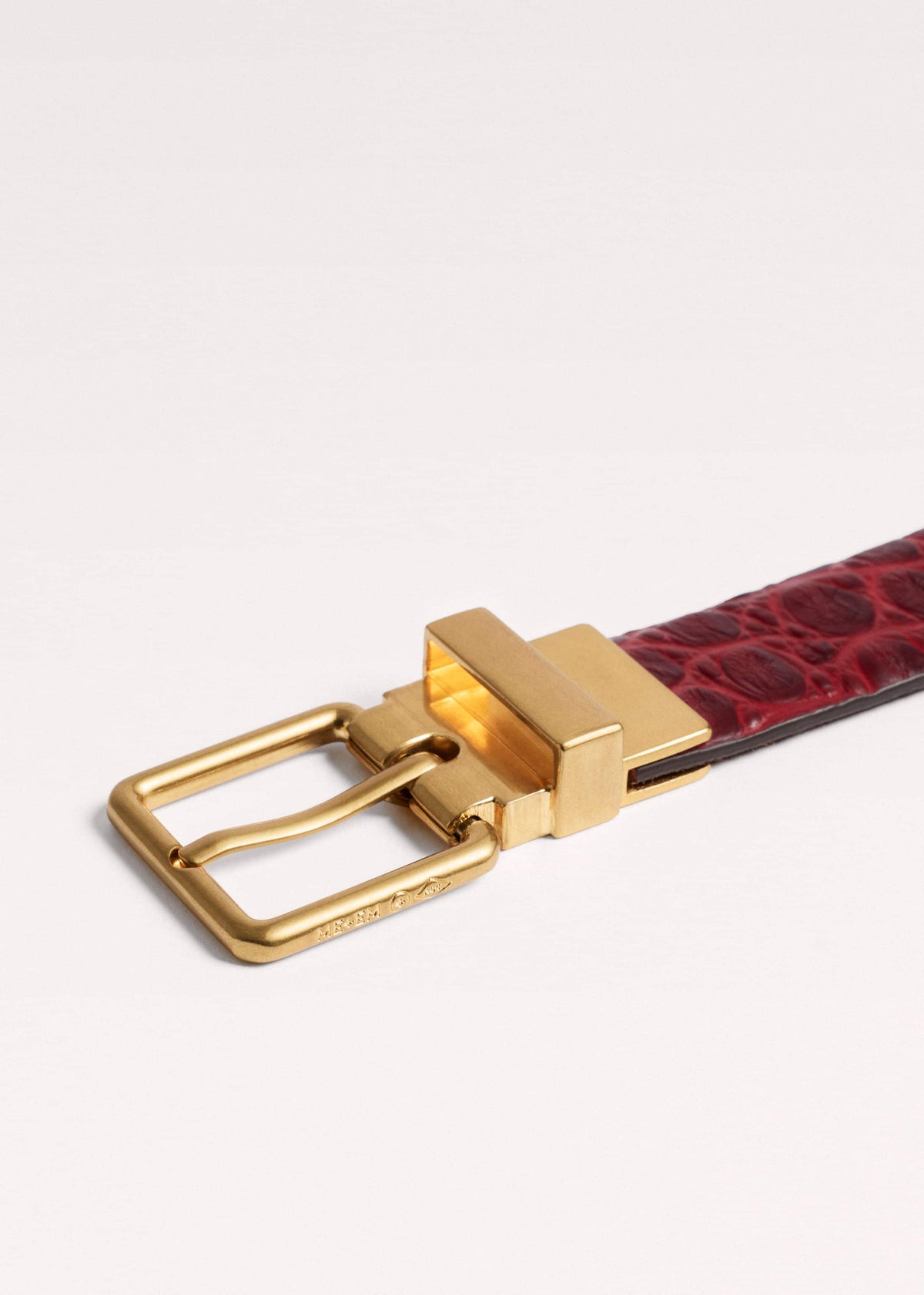 ME+EM Accessories Red Italian Croc Print Reversible Belt