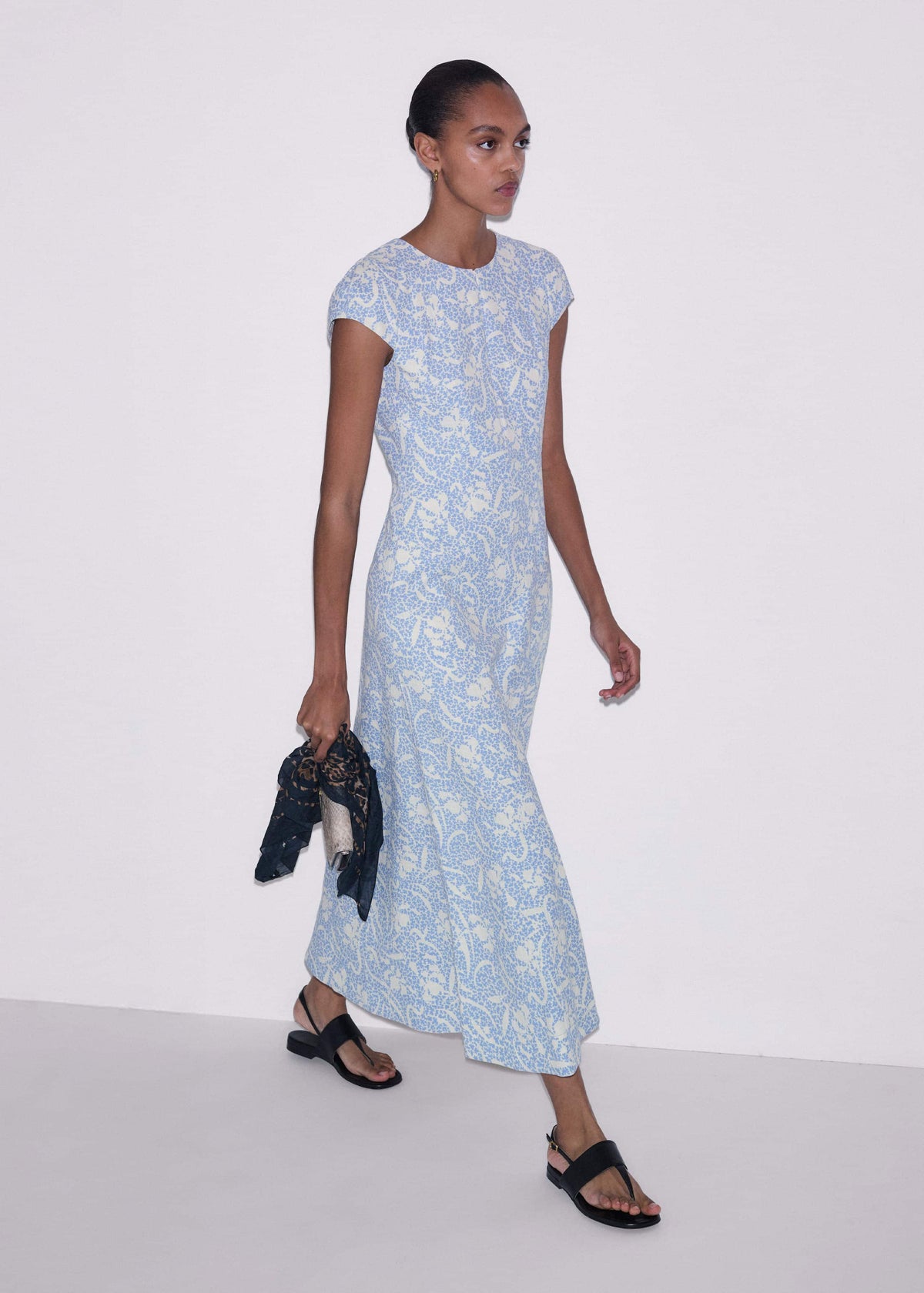 ME+EM Clothing Blue Speckled Bloom Print Fit+Flare Maxi Dress