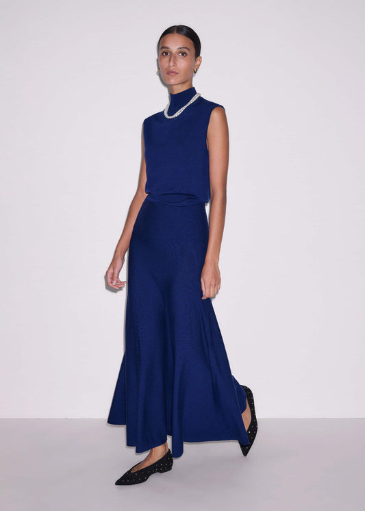 ME+EM Clothing Blue High Neck Knit Maxi Dress + Layering Top
