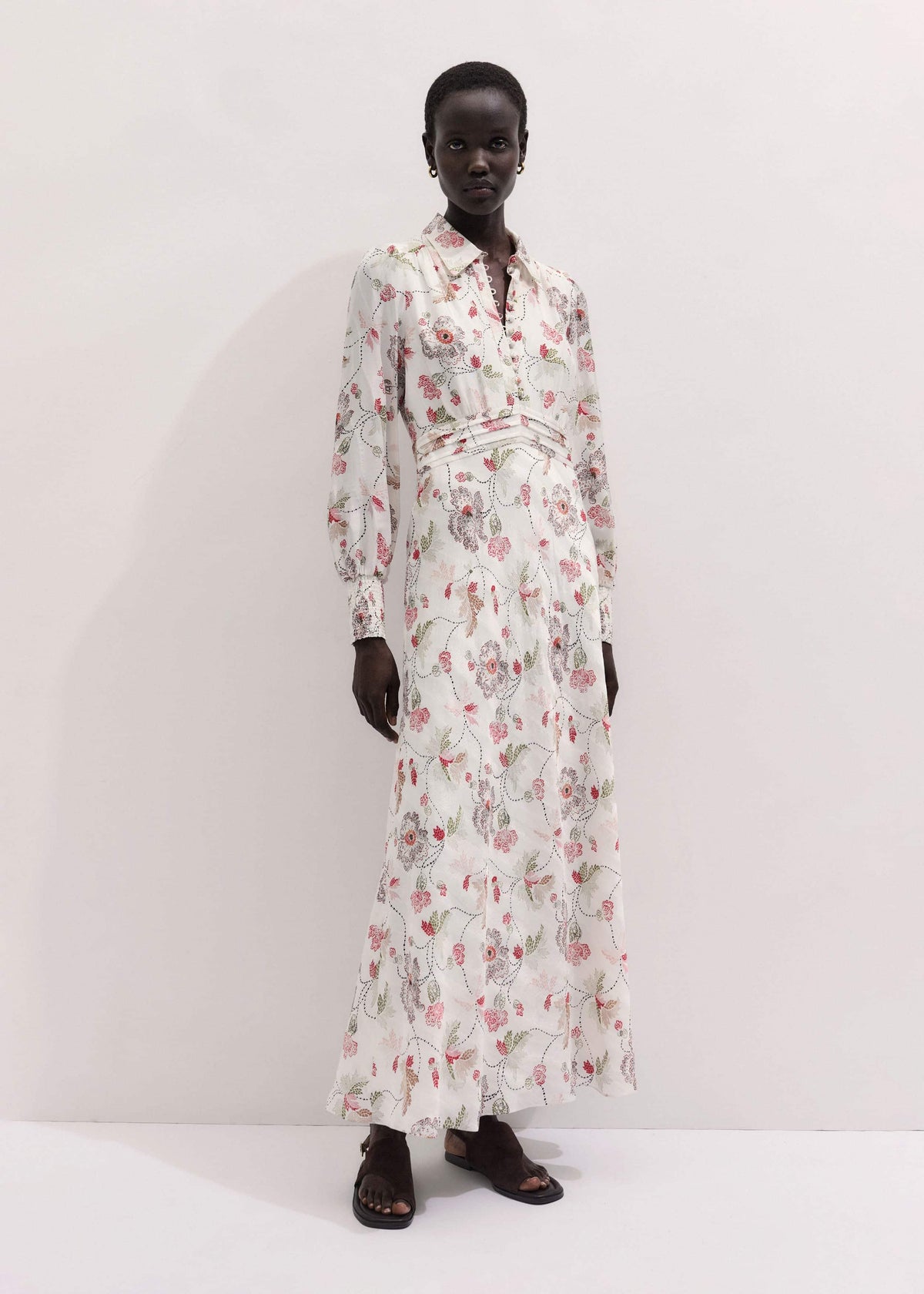 ME+EM Clothing Cream Fit + Flare Maxi Dress