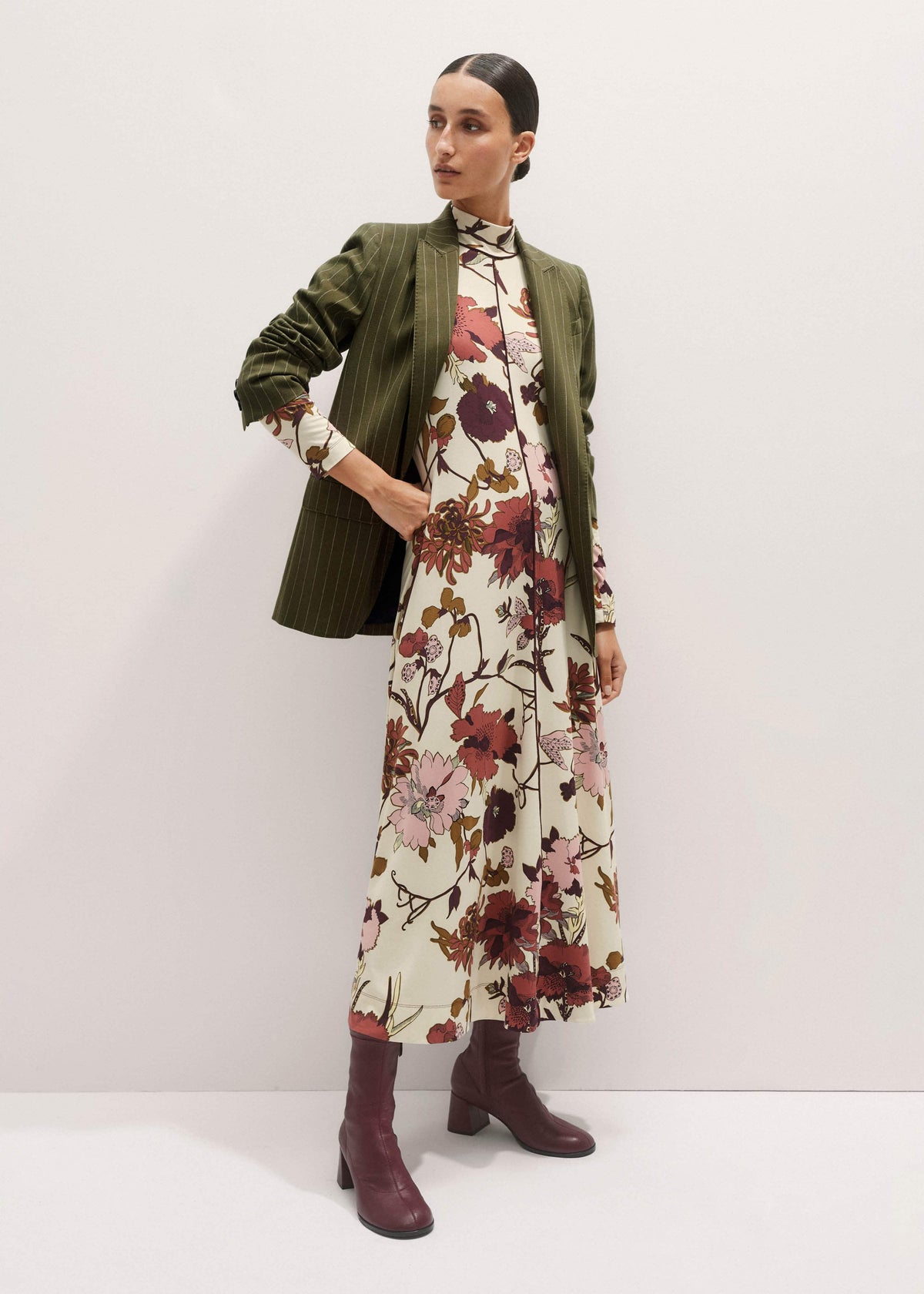 ME+EM Clothing Cream High Neck Jersey Maxi Dress