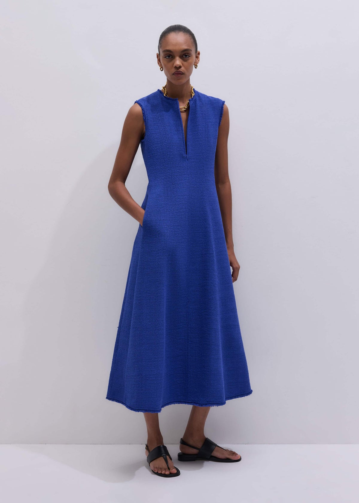 ME+EM Clothing Blue Desk-To-Dinner Fit And Flare Maxi Dress
