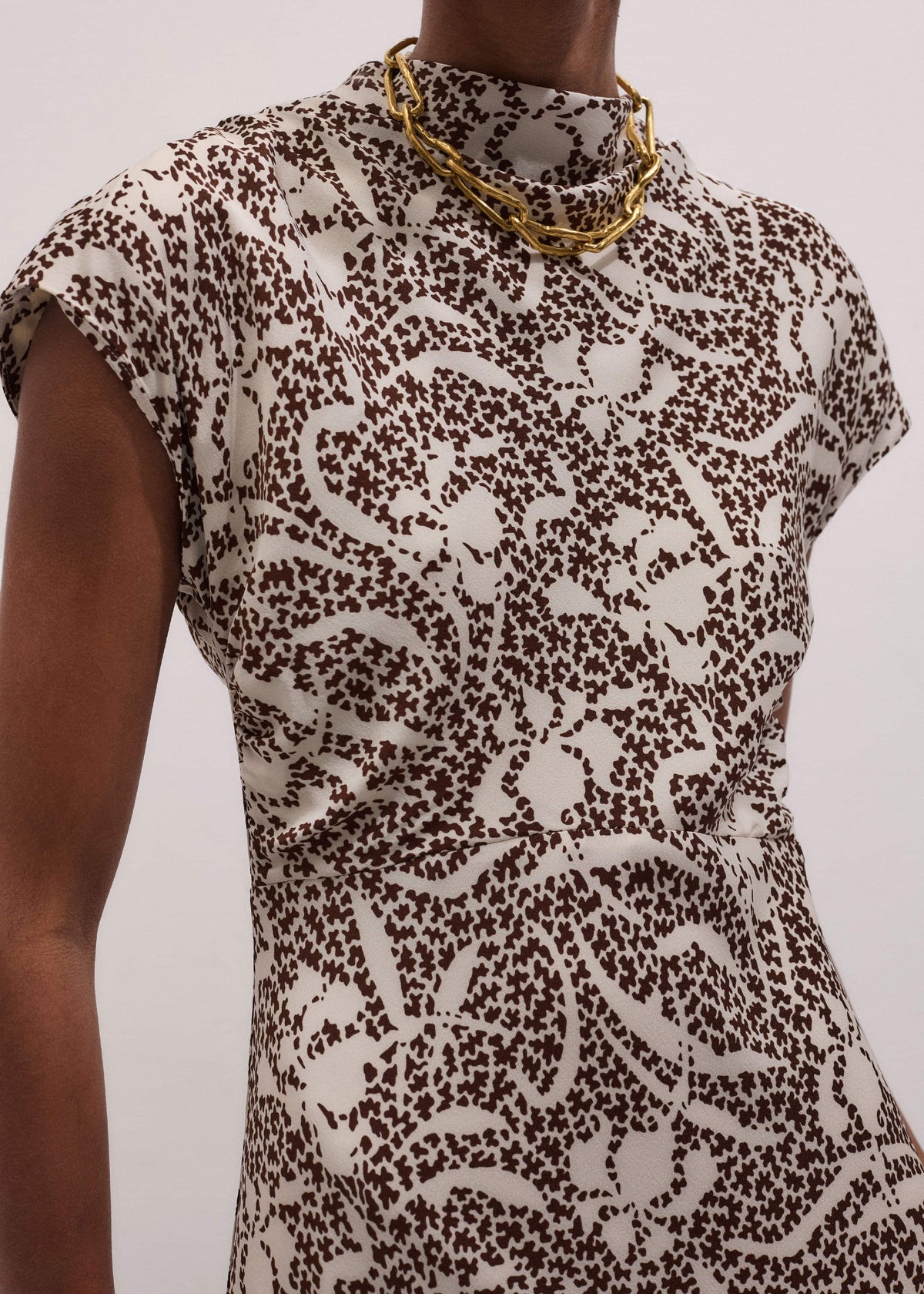 ME+EM Clothing Brown Speckled Bloom Print Bias Cut Maxi Dress