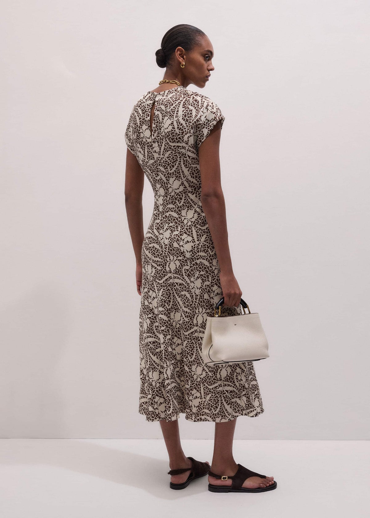 ME+EM Clothing Brown Speckled Bloom Print Bias Cut Maxi Dress