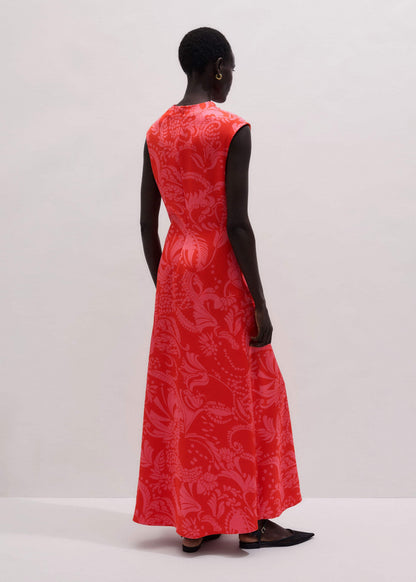 ME+EM Clothing Orange Stylised Silhouette Print Bias Cut Full Length Dress