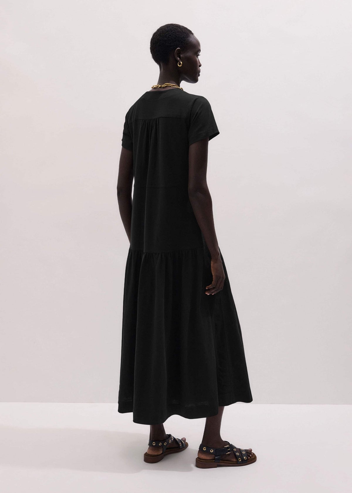 ME+EM Clothing Black A-Line Tiered Maxi Dress