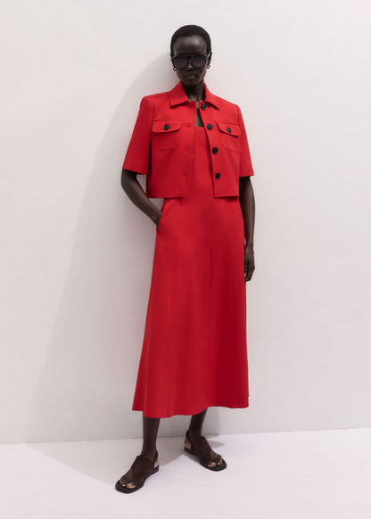 ME+EM Clothing Red Contour Seam Fit + Flare Maxi Dress
