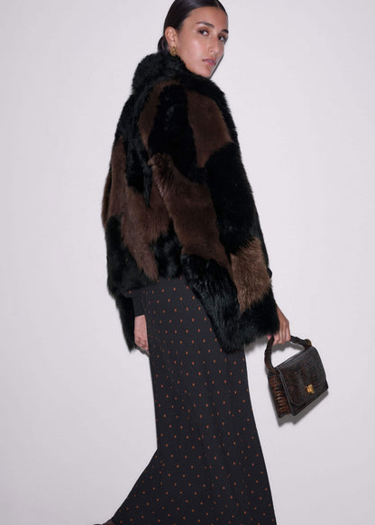 ME+EM Clothing Black Winter Polka Dot Lace Trim Maxi Dress
