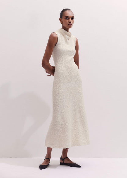 ME+EM Clothing Cream Cowl Neck Fit and Flare Maxi Dress