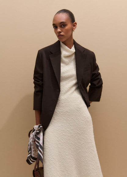 ME+EM Clothing Cream Cowl Neck Fit and Flare Maxi Dress