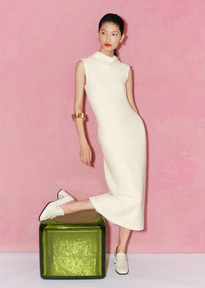 ME+EM Clothing Cream Cowl Neck Fit and Flare Maxi Dress
