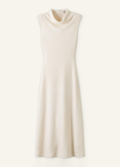 ME+EM Clothing Cream Cowl Neck Fit and Flare Maxi Dress
