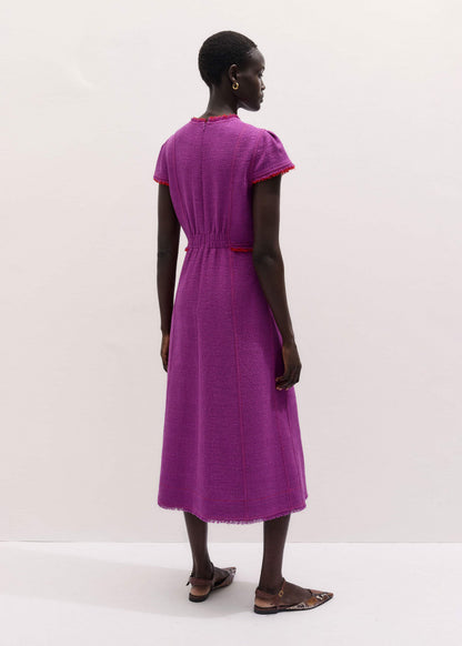 ME+EM Clothing Purple Fringe Detail Fit + Flare Midi Dress