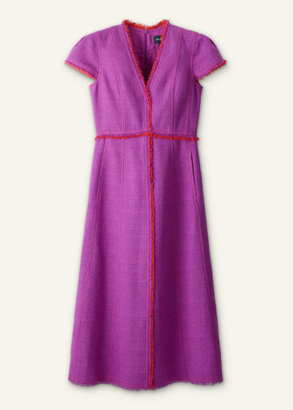 ME+EM Clothing Purple Fringe Detail Fit + Flare Midi Dress