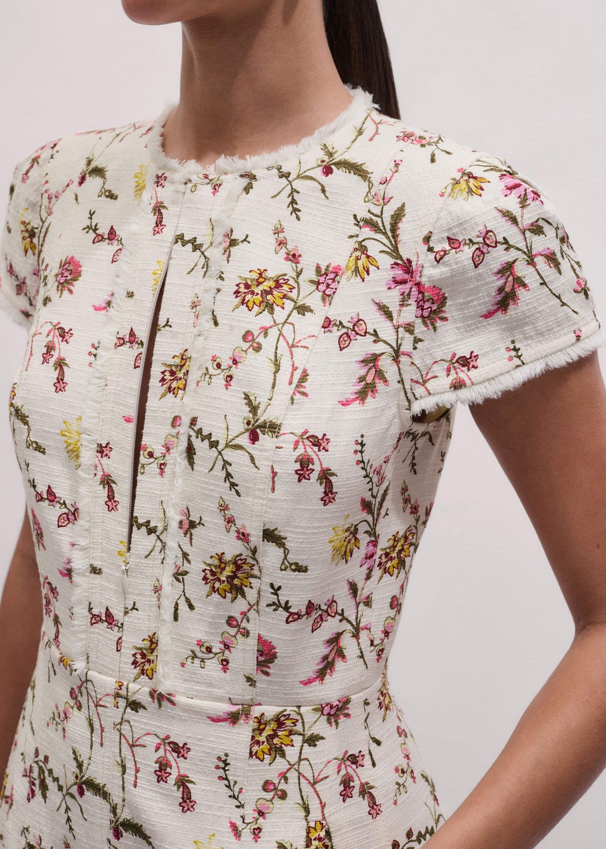 ME+EM Clothing Cream Wild Spring Floral Print Fit + Flare Midi Dress