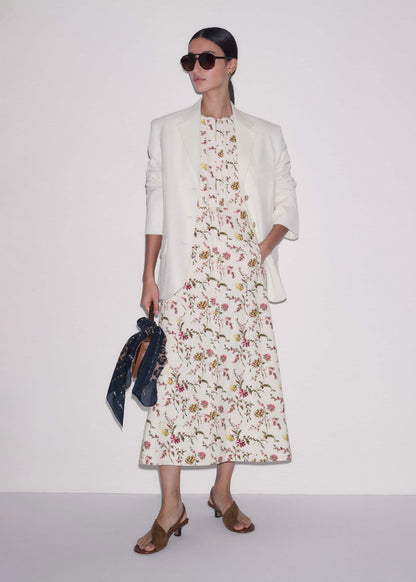 ME+EM Clothing Cream Wild Spring Floral Print Fit + Flare Midi Dress