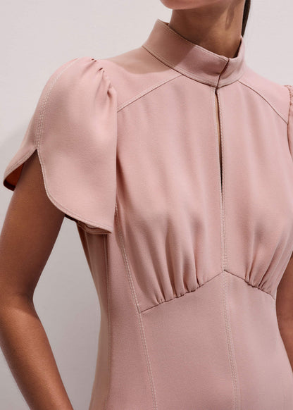 ME+EM Clothing Smoke Pink Contrast Stitch Midi Dress