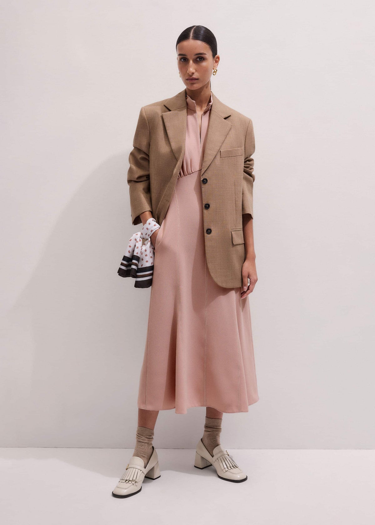 ME+EM Clothing Smoke Pink Contrast Stitch Midi Dress