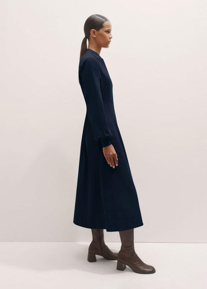 ME+EM Clothing Navy Cotton Cord Pleated Midi Dress