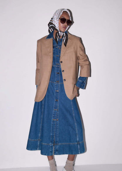ME+EM Clothing Blue Panelled Fit + Flare Midi Dress