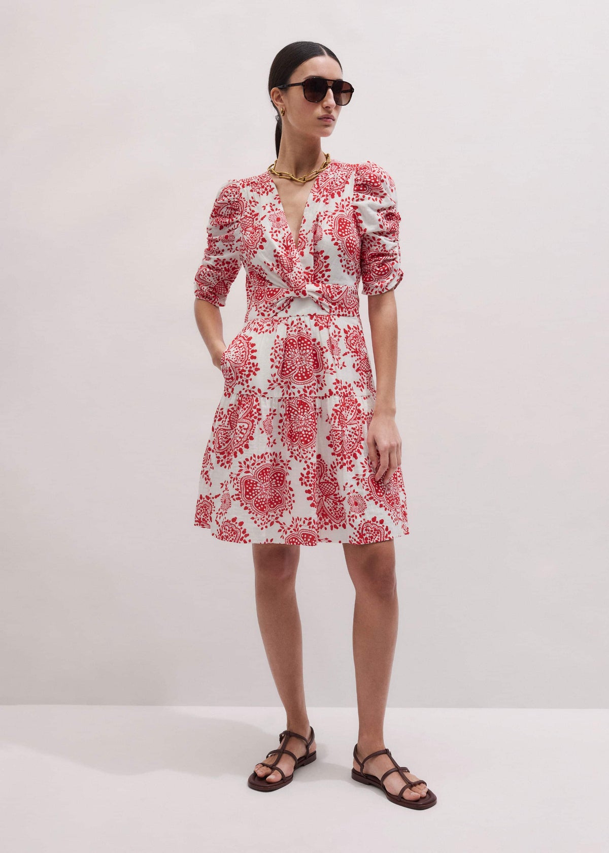ME+EM Clothing White Cheesecloth Fit + Flare Short Dress
