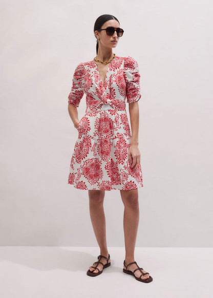 ME+EM Clothing White Cheesecloth Fit + Flare Short Dress