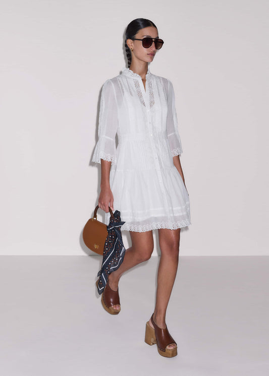 ME+EM Clothing White Lace Trim Short Dress
