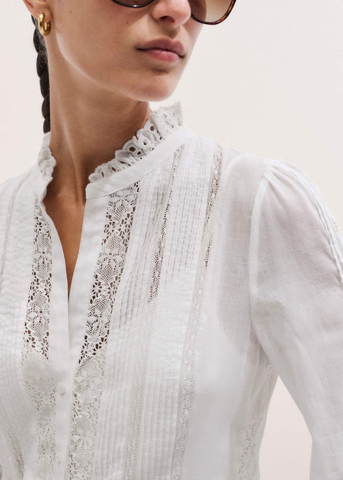ME+EM Clothing White Lace Trim Short Dress