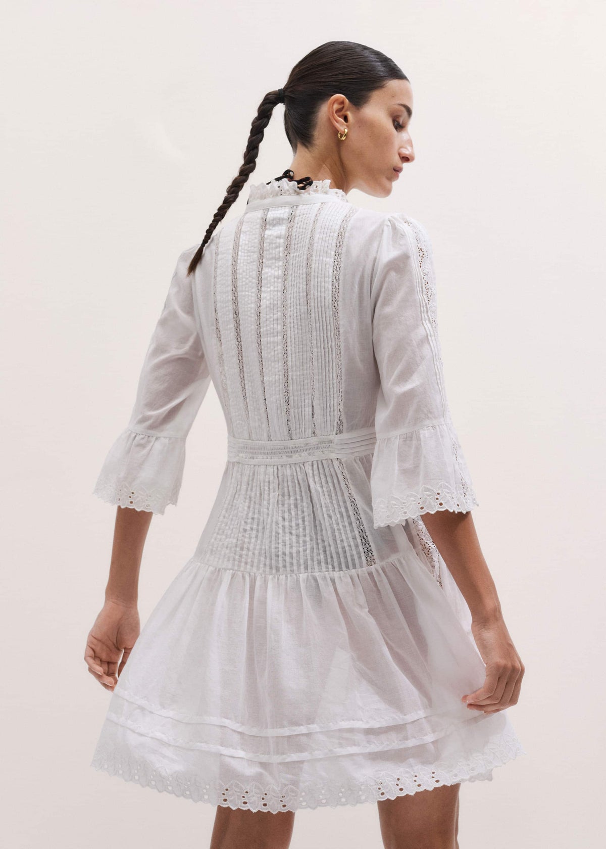 ME+EM Clothing White Lace Trim Short Dress