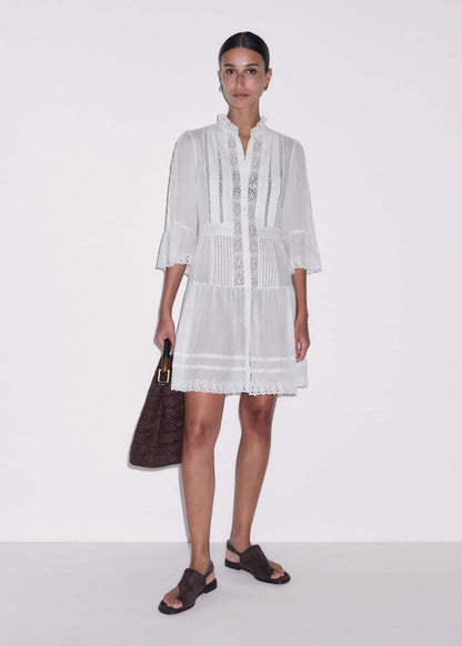 ME+EM Clothing White Lace Trim Short Dress