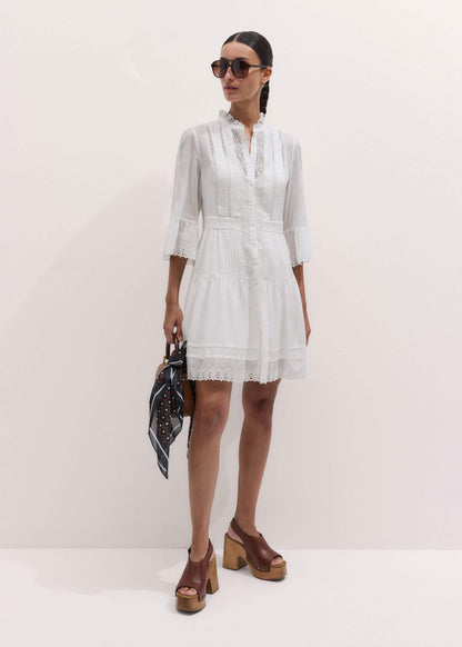 ME+EM Clothing White Lace Trim Short Dress