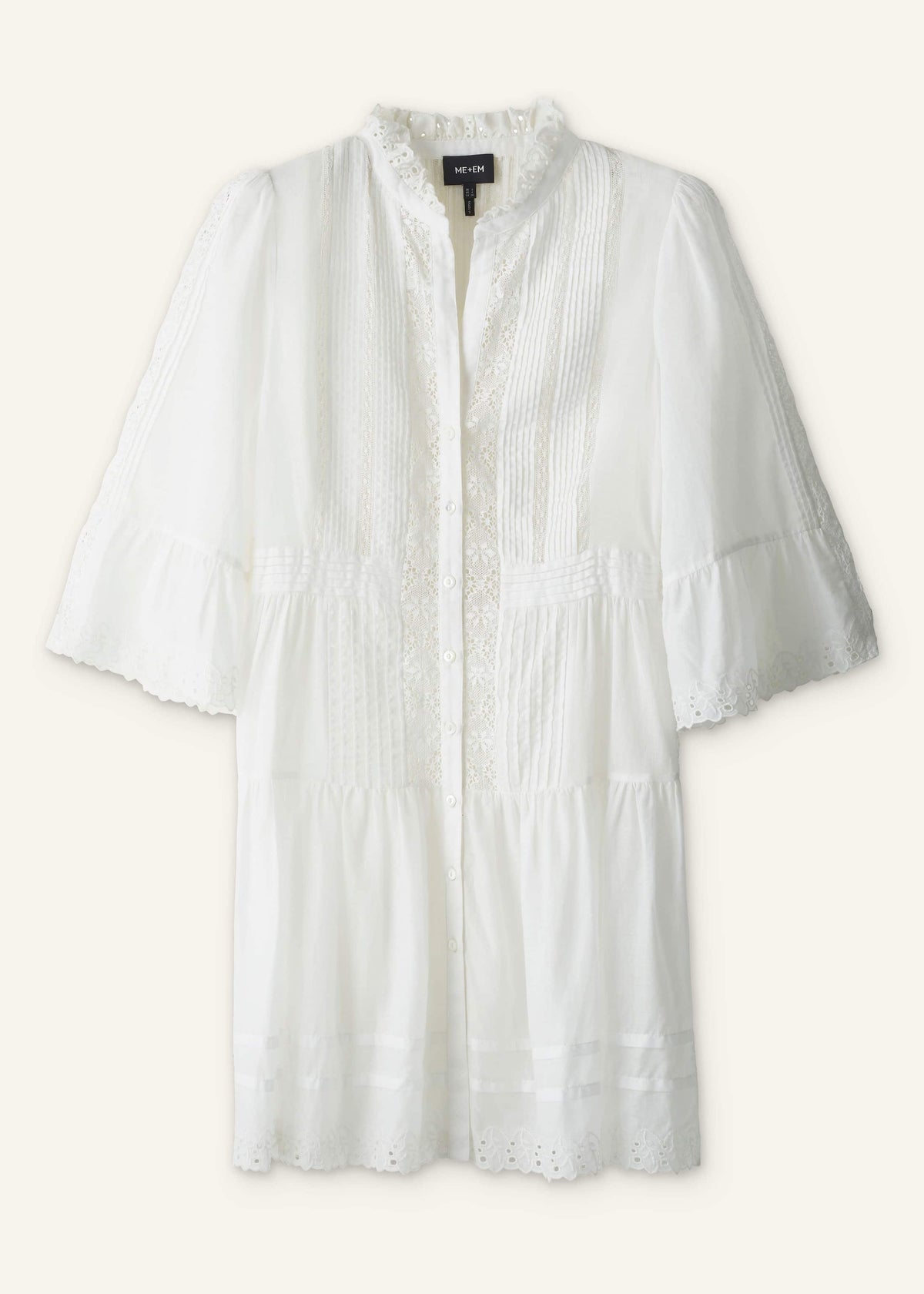 ME+EM Clothing White Lace Trim Short Dress