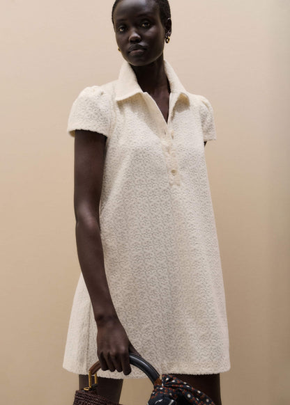 ME+EM Clothing Cream Jacquard Short Swing Dress