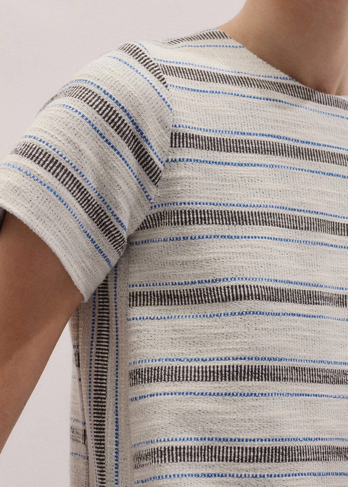 ME+EM Clothing Cream Striped A-Line Mini Dress