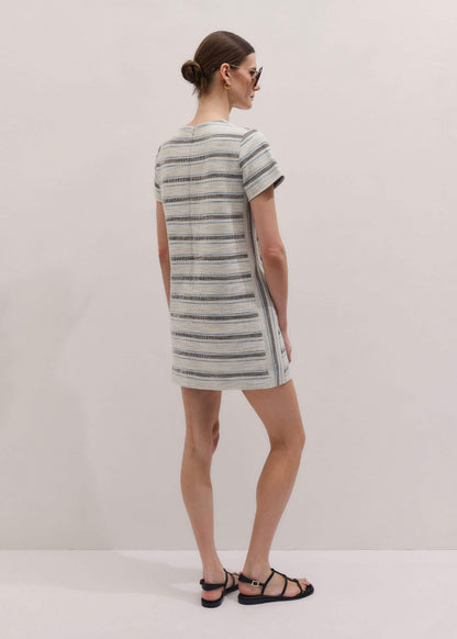 ME+EM Clothing Cream Striped A-Line Mini Dress