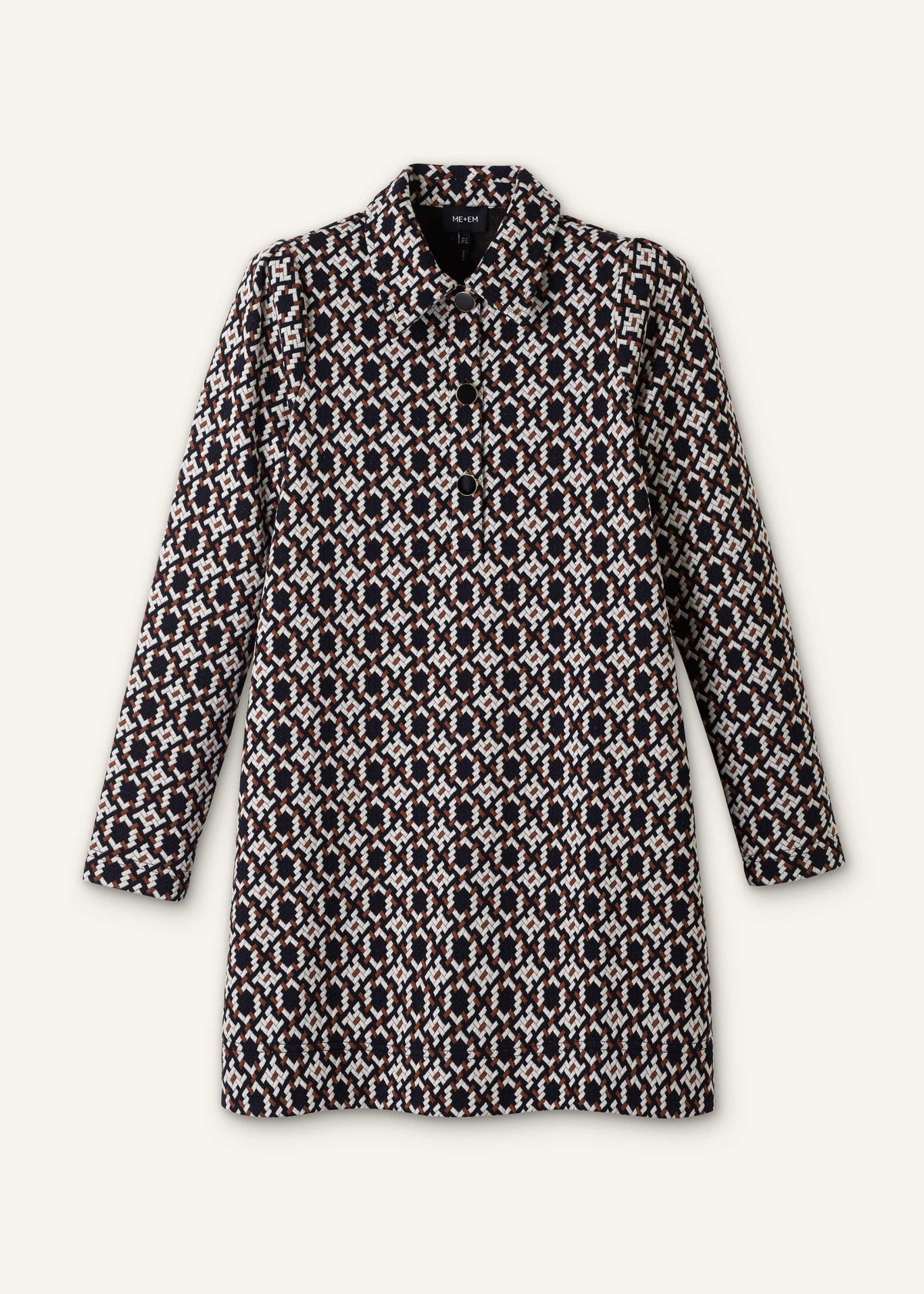 ME+EM Clothing ME+EM's Navy Graphic Jacquard Short A-Line Dress is crafted from soft jersey in a graphic blend of colors. Shop now.