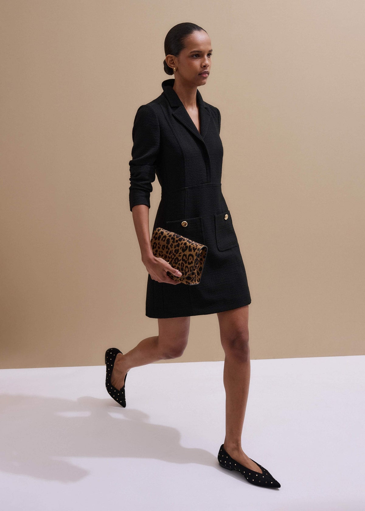 ME+EM Clothing Black Day-To-Evening Textured Mini Dress