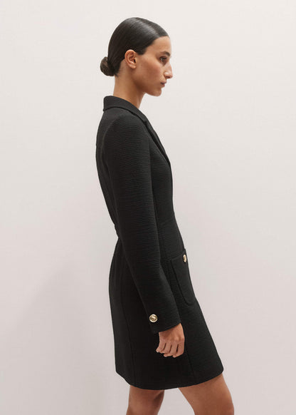 ME+EM Clothing Black Day-To-Evening Textured Mini Dress