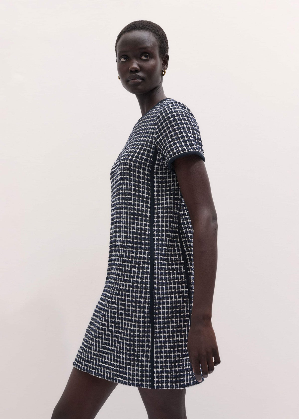ME+EM Clothing Navy Textured Short Sleeve Mini Dress