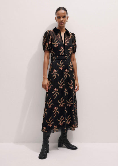 ME+EM Clothing Black Autumn Floral Embroidery Maxi Dress