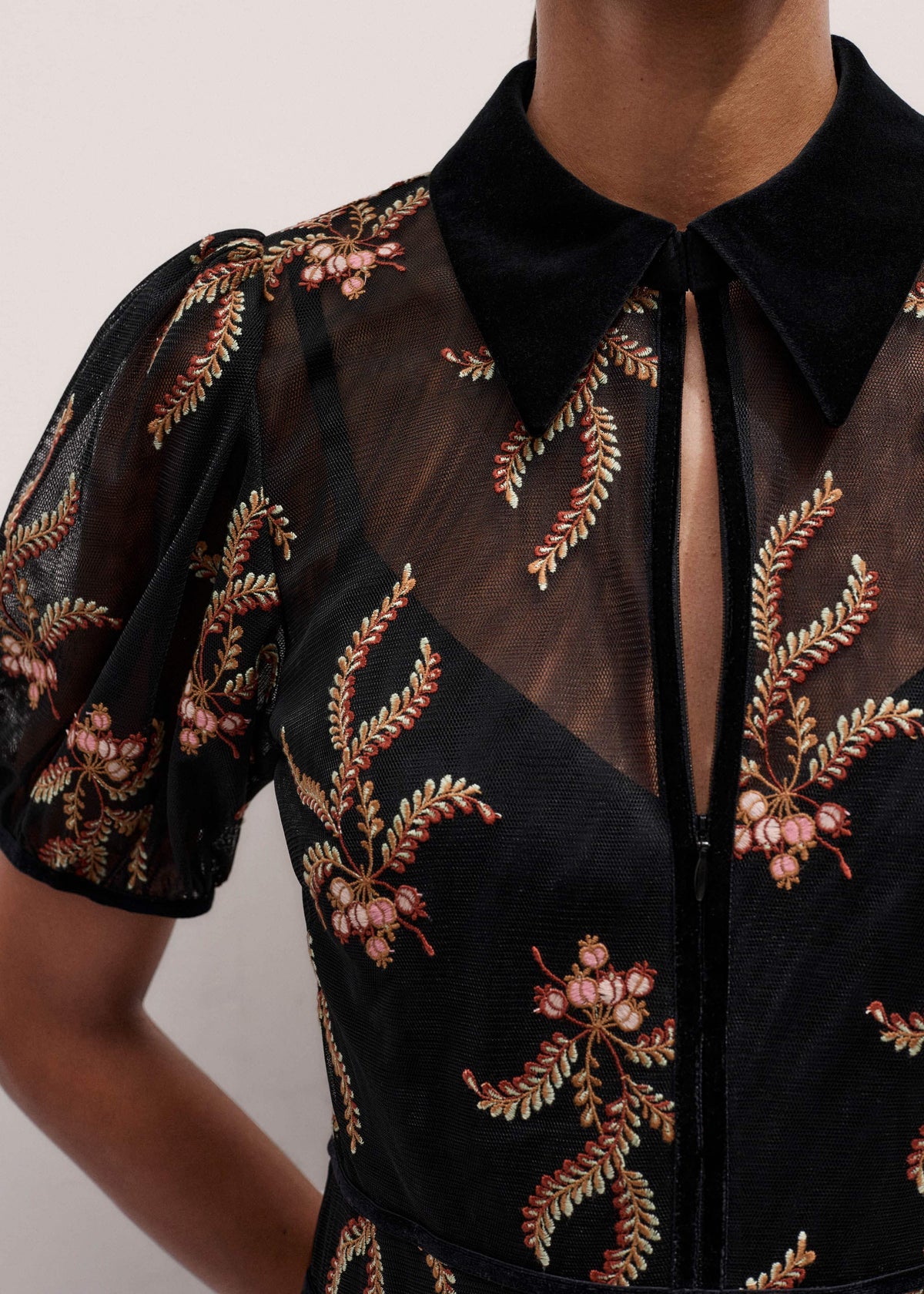 ME+EM Clothing Black Autumn Floral Embroidery Maxi Dress
