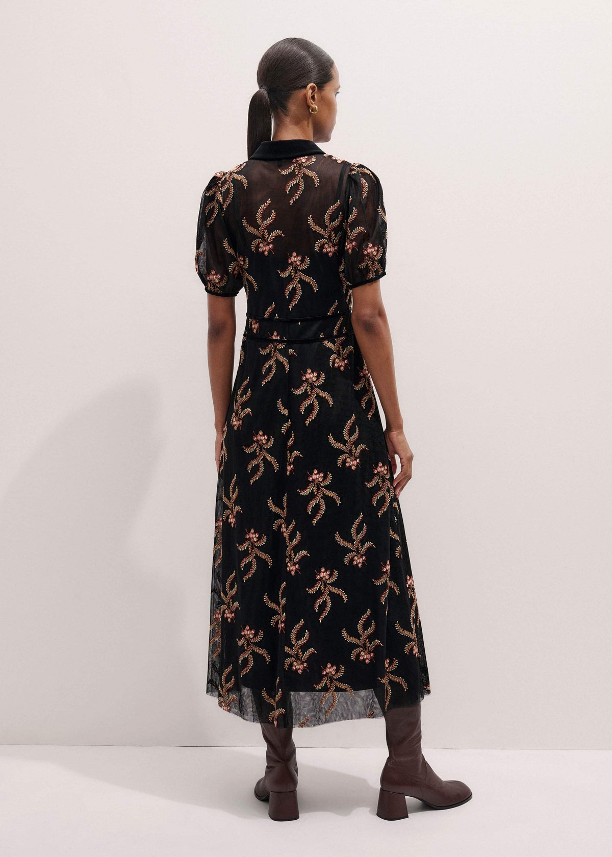 ME+EM Clothing Black Autumn Floral Embroidery Maxi Dress
