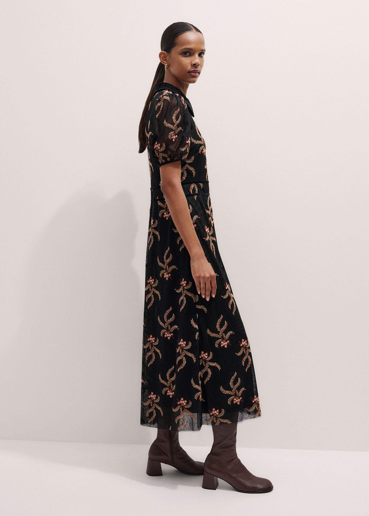 ME+EM Clothing Black Autumn Floral Embroidery Maxi Dress