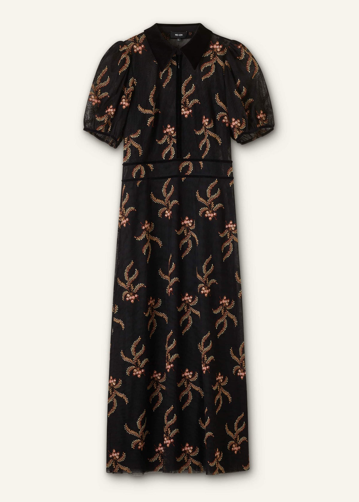 ME+EM Clothing Black Autumn Floral Embroidery Maxi Dress