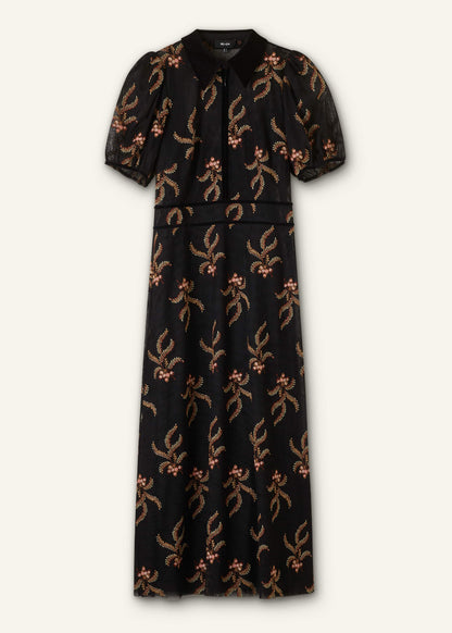 ME+EM Clothing Black Autumn Floral Embroidery Maxi Dress
