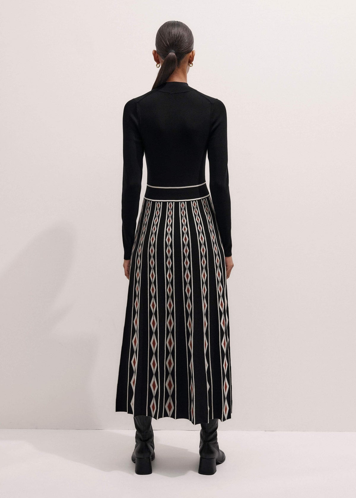 ME+EM Clothing Black Jacquard Half Zip Maxi Dress