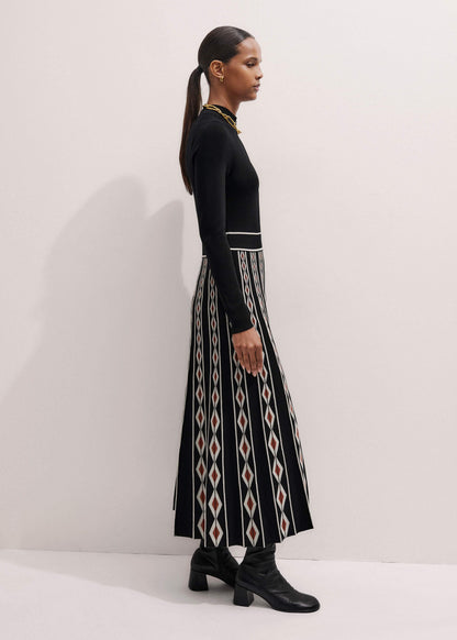 ME+EM Clothing Black Jacquard Half Zip Maxi Dress